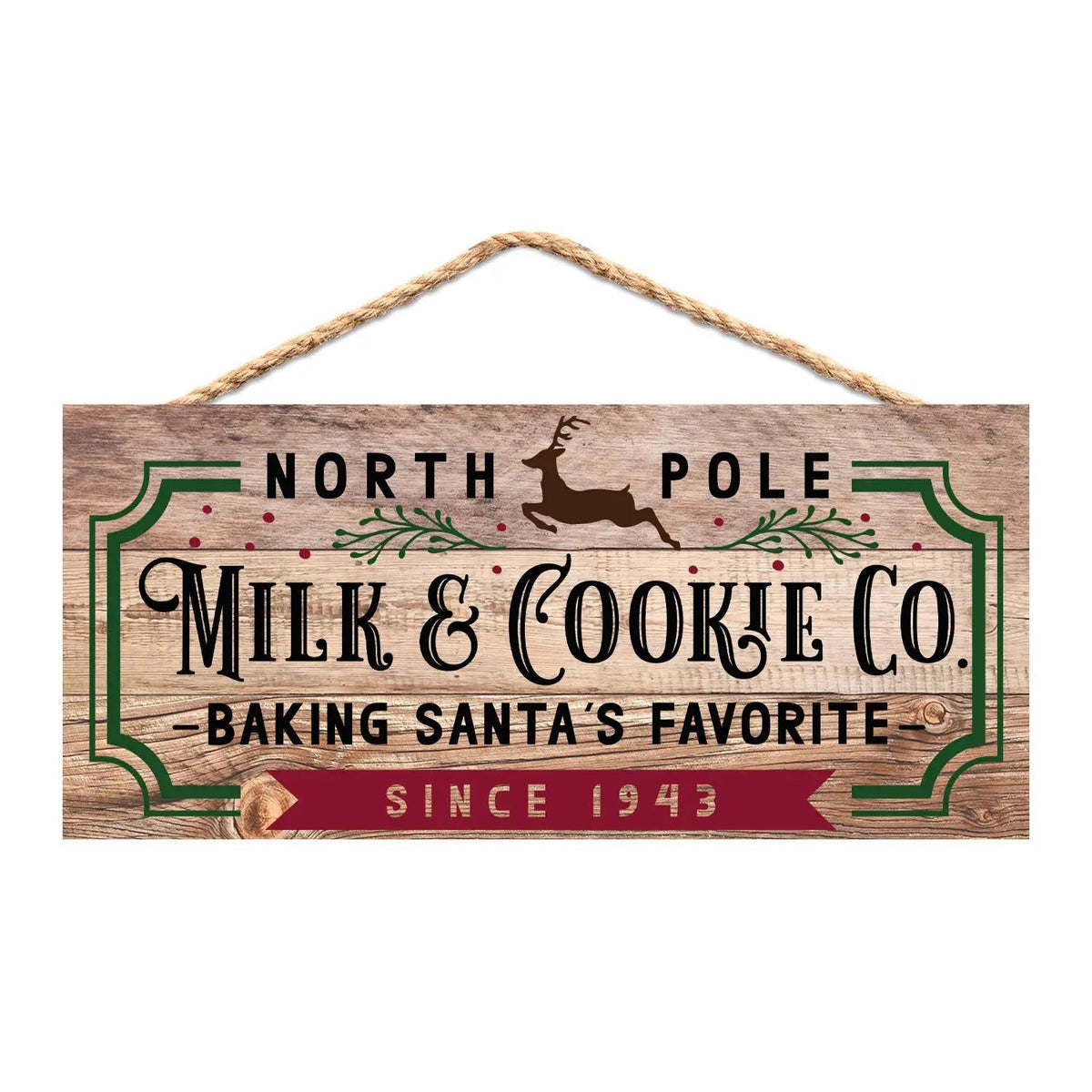 christmas decor - North Pole Milk & Cookie Co wood sign - rustic kitchen sign by Joyful Moose