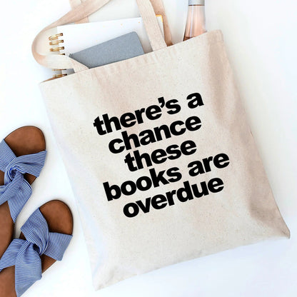 Book Bag, Overdue Library Books Funny Canvas Tote Bag by Joyful Moose