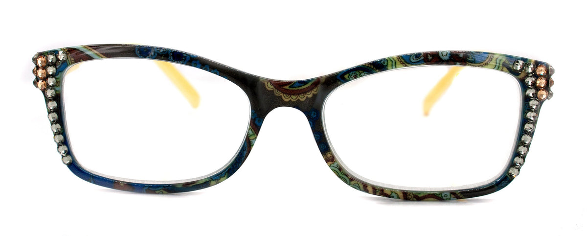 Frida, (Bling) Reading Glasses Women W (L. Colorado, Black Diamond)Genuine European Crystals. +1.25.. +4 Paisley, NY Fifth Avenue. by NY Fifth Avenue