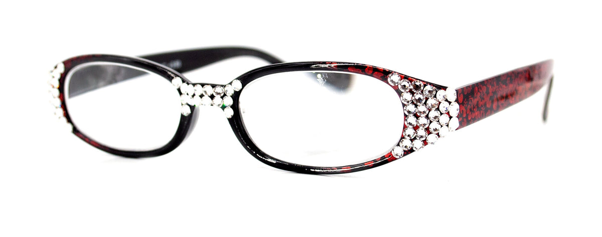 Isabella, (Bling) Reading Glasses Women W (Clear) Genuine European Crystals ( Floral Print) High Magnification NY Fifth Avenue (Wide Frame) by NY Fifth Avenue
