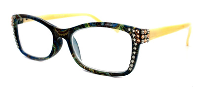 Frida, (Bling) Reading Glasses Women W (L. Colorado, Black Diamond)Genuine European Crystals. +1.25.. +4 Paisley, NY Fifth Avenue. by NY Fifth Avenue