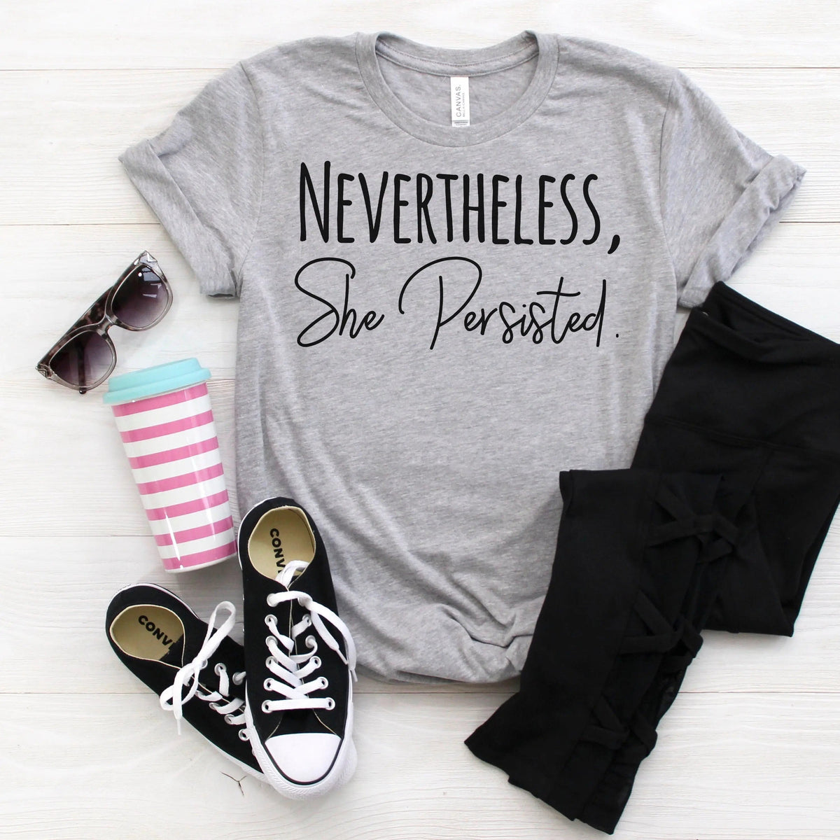 Nevertheless She Persisted Shirt - Women's Graphic Tee With Trendy Black Design by Joyful Moose