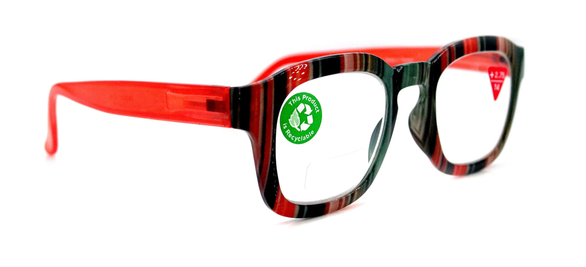 Rivera, (Premium) Reading Glasses, High End Readers +1.25 to +3 Magnifying Eyeglass, Candy (Orange, Green n Black) Square, NY Fifth Avenue. by NY Fifth Avenue