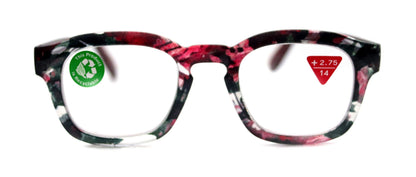 Sasha, (Premium) Reading Glasses, High End Readers +1.25..+3 Magnifying Eyeglasses (Black n Red) Camo Square Optical Frames NY Fifth Avenue by NY Fifth Avenue