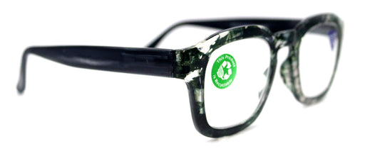 Sasha, (Premium) Reading Glasses, High End Readers +1.25..+3 Magnifying Eyeglasses (Black, White) Camo Square Optical Frames NY Fifth Avenue by NY Fifth Avenue