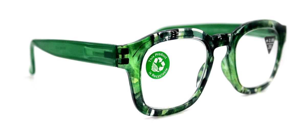 Sasha, (Premium) Reading Glasses, High End Readers +1.25..+3 Magnifying Eyeglasses (Black, Green) Camo Square Optical Frames NY Fifth Avenue by NY Fifth Avenue