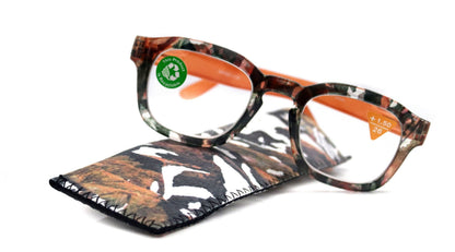 Sasha, (Premium) Reading Glasses High End Readers +1.25..+3 Magnifying Eyeglasses (Black n Orange) Camo Round Optical Frames NY Fifth Avenue by NY Fifth Avenue