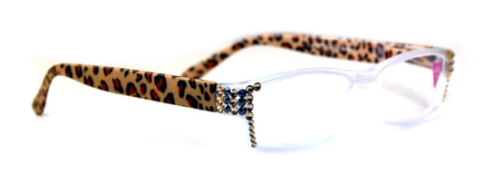 Xena, (Bling) Women Reading Glasses W (Light Colorado, Hematite) Genuine European Crystals (Frosted Clear, Brown Leopard) NY fifth avenue by NY Fifth Avenue