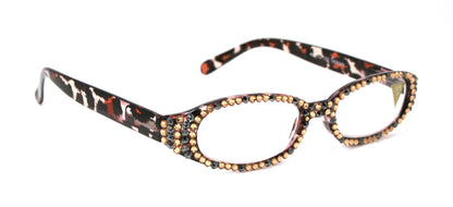 Isabella, (Bling) Reading Glasses Women W (Full All Over) (L. Colorado, Hematite) Genuine European Crystals (Leopard) NY Fifth Avenue by NY Fifth Avenue