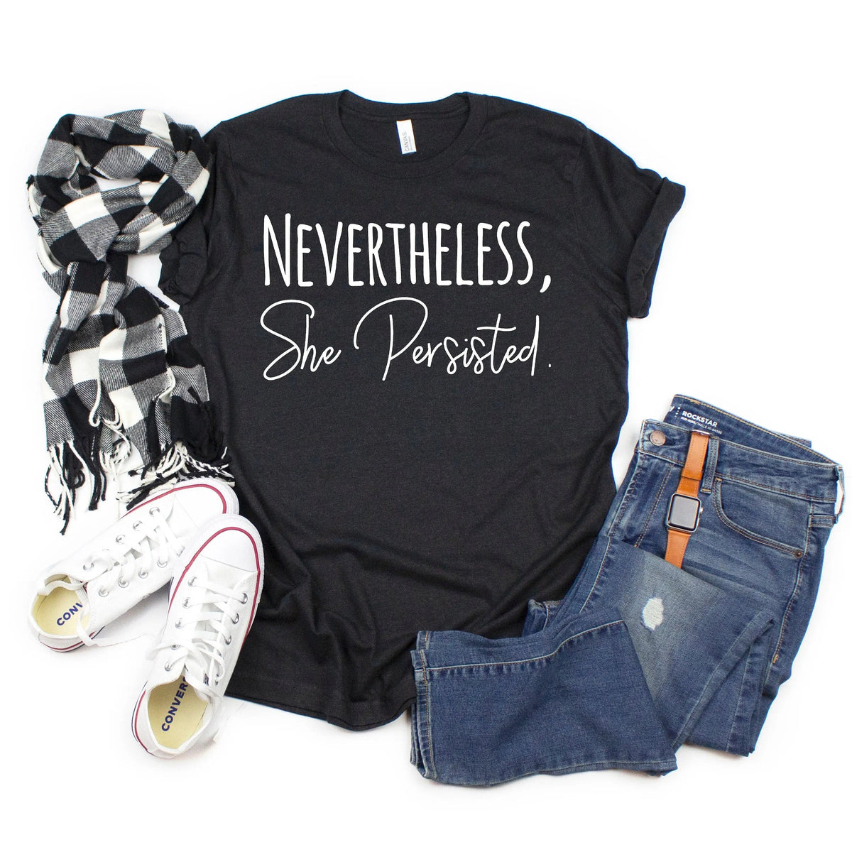 Nevertheless She Persisted Shirt - Women's Graphic Tee With Trendy Black Design by Joyful Moose