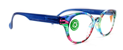 Versailles, (Premium) Reading Glasses High End Readers +1.25 .. +3.00 (Blue, Red Floral) Round Optical Frames. NY Fifth Avenue. by NY Fifth Avenue
