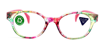 Versailles, (Premium) Reading Glasses High End Readers +1.25 .. +3.00 (Pink, Light Blue Floral) Round Optical Frames. NY Fifth Avenue. by NY Fifth Avenue