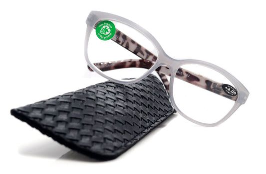 Savannah, (Premium) Reading Glasses, Fashion Reader, Square (Grey, Tortoise Brown Shell) Spring Temple. Full Reader Lens. NY Fifth Avenue by NY Fifth Avenue