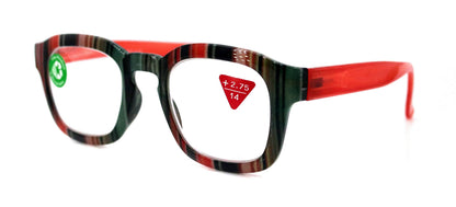 Rivera, (Premium) Reading Glasses, High End Readers +1.25 to +3 Magnifying Eyeglass, Candy (Orange, Green n Black) Square, NY Fifth Avenue. by NY Fifth Avenue