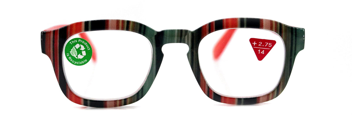 Rivera, (Premium) Reading Glasses, High End Readers +1.25 to +3 Magnifying Eyeglass, Candy (Orange, Green n Black) Square, NY Fifth Avenue. by NY Fifth Avenue