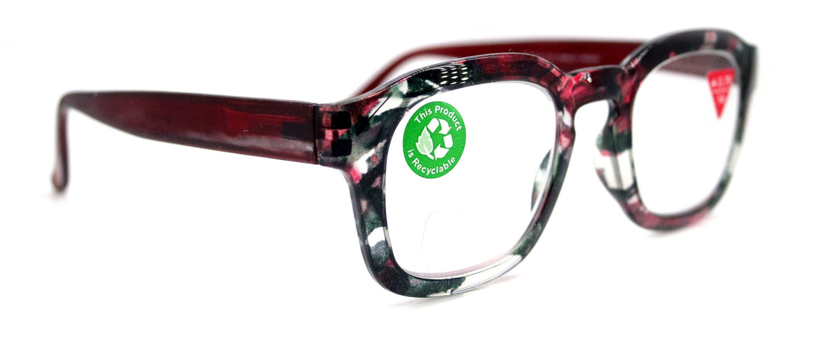 Sasha, (Premium) Reading Glasses, High End Readers +1.25..+3 Magnifying Eyeglasses (Black n Red) Camo Square Optical Frames NY Fifth Avenue by NY Fifth Avenue