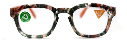 Sasha, (Premium) Reading Glasses High End Readers +1.25..+3 Magnifying Eyeglasses (Black n Orange) Camo Round Optical Frames NY Fifth Avenue by NY Fifth Avenue