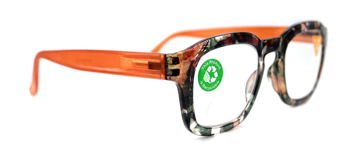 Sasha, (Premium) Reading Glasses High End Readers +1.25..+3 Magnifying Eyeglasses (Black n Orange) Camo Round Optical Frames NY Fifth Avenue by NY Fifth Avenue