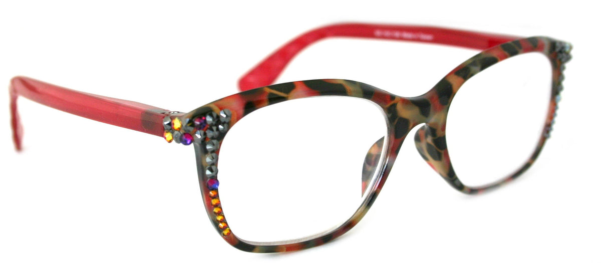 Venus, (Bling) Women Reading Glasses W (Hematite, Volcano) Genuine European Crystals. (Red, Black) Leopard Square, NY Fifth Avenue. by NY Fifth Avenue