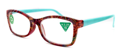 Frida, (Premium) Reading Glasses, High End Readers +1.25 ..+3 magnifying Eyeglasses, Square Optical Frame (Fuchsia) Paisley. NY Fifth Avenue by NY Fifth Avenue