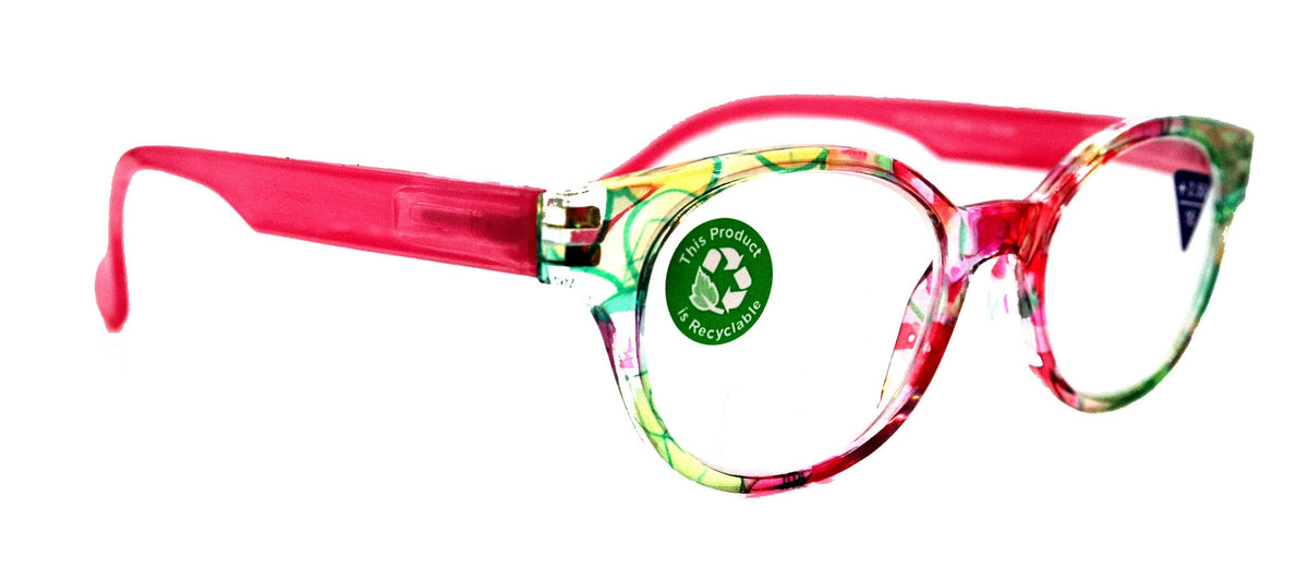 Versailles, (Premium) Reading Glasses High End Readers +1.25 .. +3.00 (Pink, Light Blue Floral) Round Optical Frames. NY Fifth Avenue. by NY Fifth Avenue