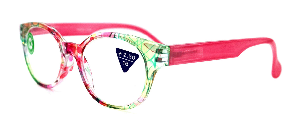 Versailles, (Premium) Reading Glasses High End Readers +1.25 .. +3.00 (Pink, Light Blue Floral) Round Optical Frames. NY Fifth Avenue. by NY Fifth Avenue
