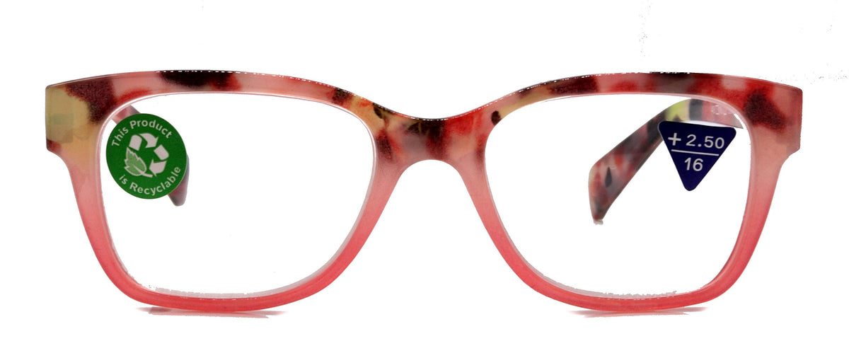 Aya, (Premium) Reading Glasses, High End Fashion Reader,+1.25 to +4 Magnifiers, (Pink n Brown Tortoise) Square Frame. NY Fifth Avenue. by NY Fifth Avenue