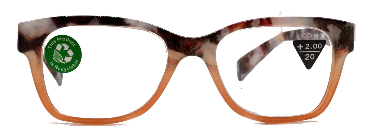 Aya, (Premium) Reading Glasses, High End Fashion Reader,+1.25 to +4 Magnifiers, (Tan n Brown Tortoise) Square Frame. NY Fifth Avenue. by NY Fifth Avenue