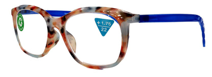 Venus, (Premium) Reading Glasses, High End Readers +1.25..+4 Magnifying glasses, Rectangular. Optical Frame (Tortoise Blue) NY Fifth Avenue. by NY Fifth Avenue