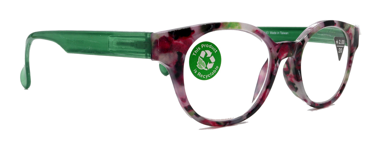 Sally, (Premium) Reading Glasses High End Readers +1.25..+3 Magnifying Glasses, Round Optical Frames (Tortoise Purple Green) NY Fifth Avenue by NY Fifth Avenue