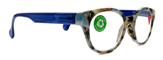 Sally, (Premium) Reading Glasses, High End Readers +1.25..+3 Magnifying Glasses, Round Optical Frames (Tortoise Brown Blue) NY Fifth Avenue. by NY Fifth Avenue