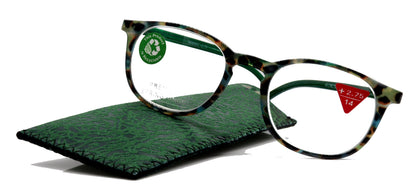 Ella, (Premium) Reading Glasses Round. High End Readers Modern Circle Style (Green) Brown Tortoiseshell +1.25..+3 Magnifying NY Fifth Avenue by NY Fifth Avenue