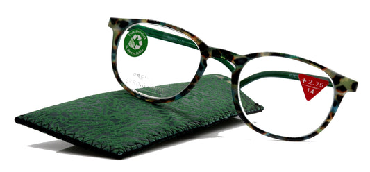 Ella, (Premium) Reading Glasses Round. High End Readers Modern Circle Style (Green) Brown Tortoiseshell +1.25..+3 Magnifying NY Fifth Avenue by NY Fifth Avenue