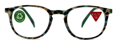 Ella, (Premium) Reading Glasses Round. High End Readers Modern Circle Style (Green) Brown Tortoiseshell +1.25..+3 Magnifying NY Fifth Avenue by NY Fifth Avenue