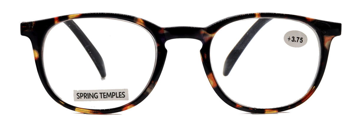 Ella, (Premium) Reading Glasses Round. High End Readers Modern Circle Style (Black) Brown Tortoiseshell +1.25..+3 Magnifying NY Fifth Avenue by NY Fifth Avenue
