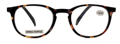 Ella, (Premium) Reading Glasses Round. High End Readers Modern Circle Style (Black) Brown Tortoiseshell +1.25..+3 Magnifying NY Fifth Avenue by NY Fifth Avenue