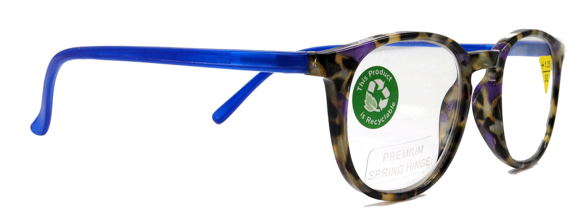 Ella, (Premium) Reading Glasses Round. High End Readers Modern Circle Style (Blue) Brown Tortoiseshell +1.25..+3 Magnifying NY Fifth Avenue by NY Fifth Avenue