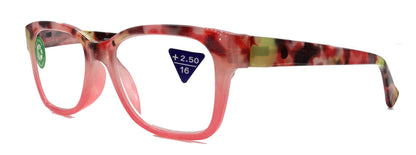 Aya, (Premium) Reading Glasses, High End Fashion Reader,+1.25 to +4 Magnifiers, (Pink n Brown Tortoise) Square Frame. NY Fifth Avenue. by NY Fifth Avenue