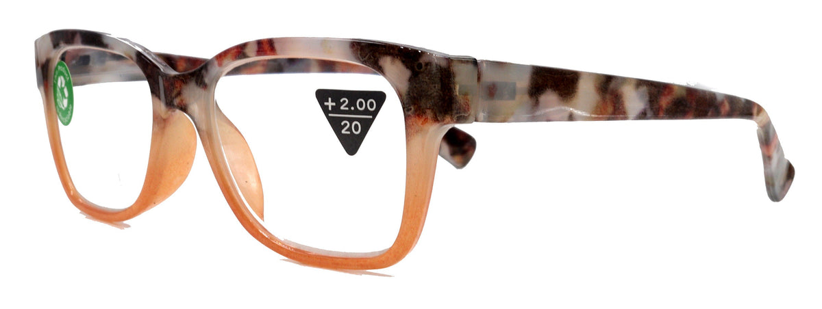 Aya, (Premium) Reading Glasses, High End Fashion Reader,+1.25 to +4 Magnifiers, (Tan n Brown Tortoise) Square Frame. NY Fifth Avenue. by NY Fifth Avenue