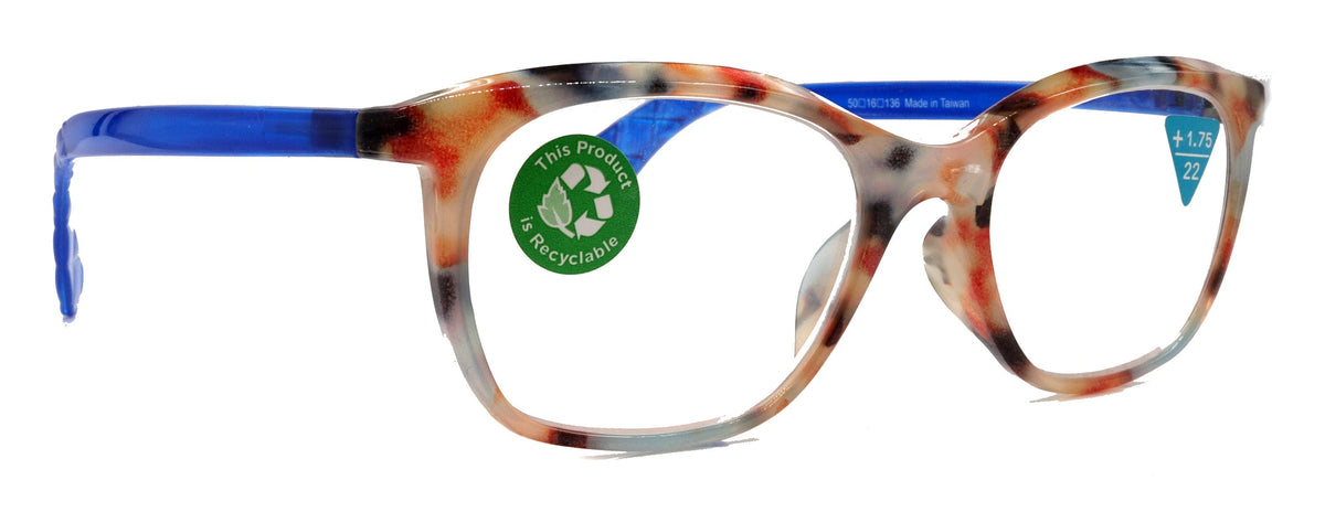 Venus, (Premium) Reading Glasses, High End Readers +1.25..+4 Magnifying glasses, Rectangular. Optical Frame (Tortoise Blue) NY Fifth Avenue. by NY Fifth Avenue
