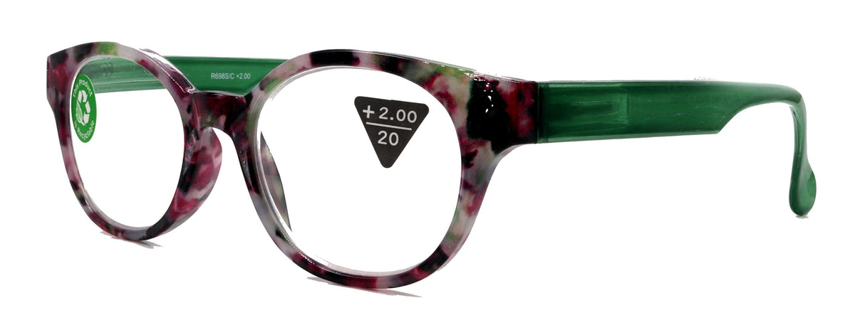 Sally, (Premium) Reading Glasses High End Readers +1.25..+3 Magnifying Glasses, Round Optical Frames (Tortoise Purple Green) NY Fifth Avenue by NY Fifth Avenue