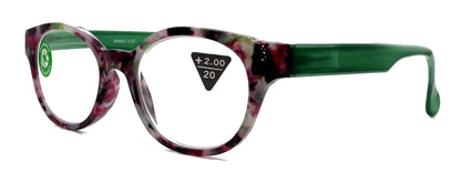 Sally, (Premium) Reading Glasses High End Readers +1.25..+3 Magnifying Glasses, Round Optical Frames (Tortoise Purple Green) NY Fifth Avenue by NY Fifth Avenue