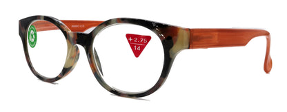 Sally, (Premium) Reading Glasses High End Readers +1.25..+3 Magnifying Glasses, Round Optical Frames (Tortoise Brown Orange) NY Fifth Avenue by NY Fifth Avenue