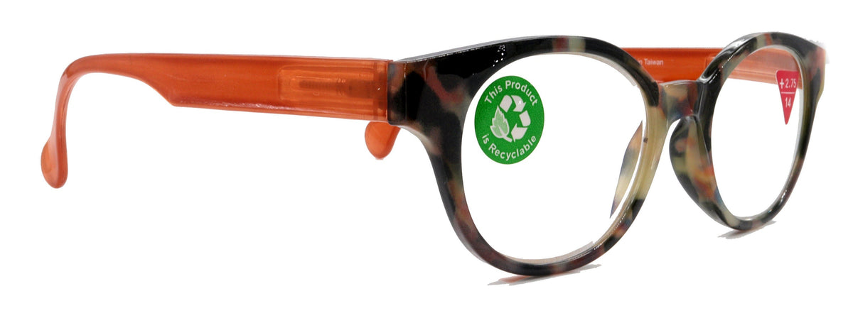 Sally, (Premium) Reading Glasses High End Readers +1.25..+3 Magnifying Glasses, Round Optical Frames (Tortoise Brown Orange) NY Fifth Avenue by NY Fifth Avenue