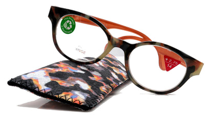 Sally, (Premium) Reading Glasses High End Readers +1.25..+3 Magnifying Glasses, Round Optical Frames (Tortoise Brown Orange) NY Fifth Avenue by NY Fifth Avenue