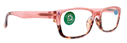 Desiree, (Premium) Reading Glasses, High End Reader +1.25..+3 Magnifying Square Style (Pink Tortoise Brown) Optical Frame. NY Fifth Avenue by NY Fifth Avenue