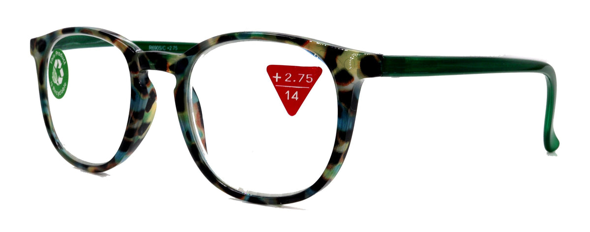 Ella, (Premium) Reading Glasses Round. High End Readers Modern Circle Style (Green) Brown Tortoiseshell +1.25..+3 Magnifying NY Fifth Avenue by NY Fifth Avenue