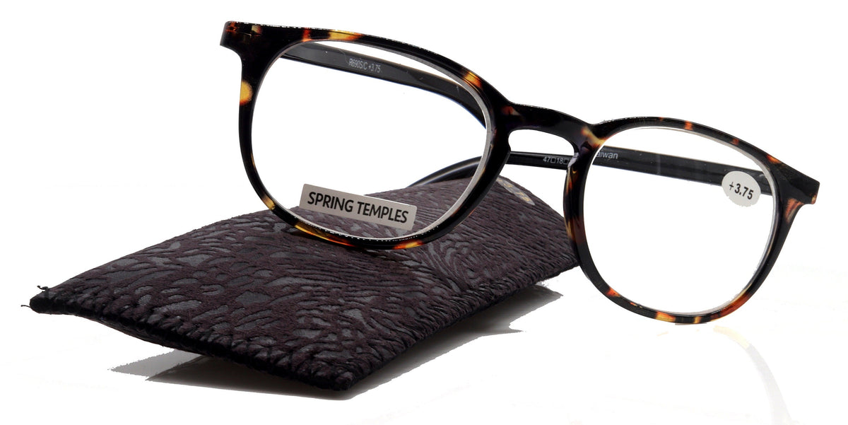 Ella, (Premium) Reading Glasses Round. High End Readers Modern Circle Style (Black) Brown Tortoiseshell +1.25..+3 Magnifying NY Fifth Avenue by NY Fifth Avenue