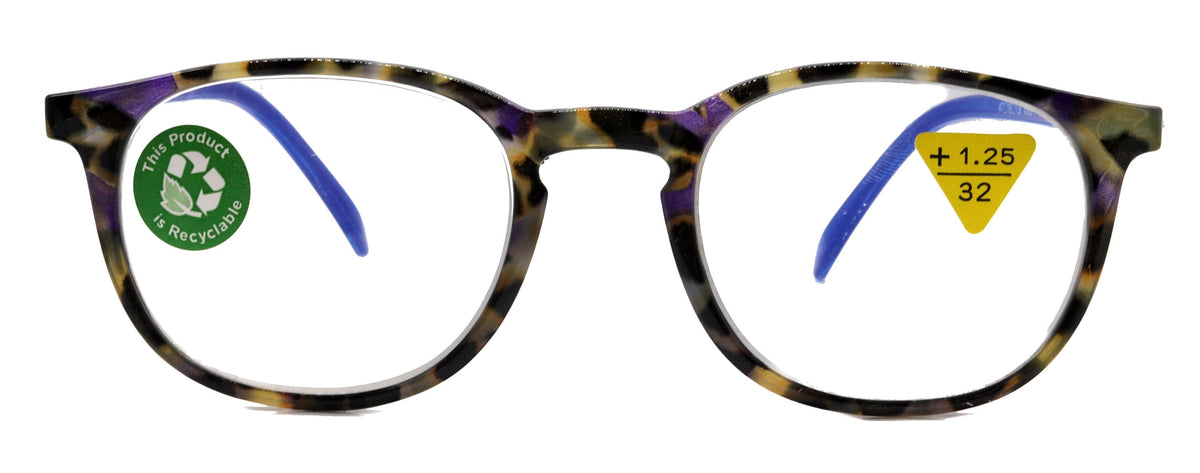 Ella, (Premium) Reading Glasses Round. High End Readers Modern Circle Style (Blue) Brown Tortoiseshell +1.25..+3 Magnifying NY Fifth Avenue by NY Fifth Avenue