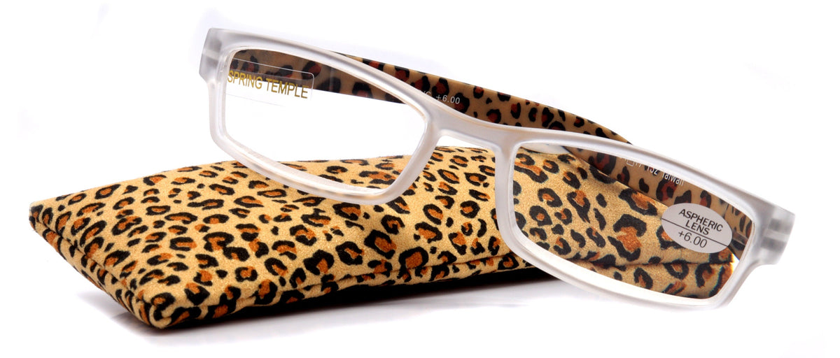 Xena, (Premium) Reading Glasses, Square Readers Clear Frosted +1.25.. +6 High / Strong Magnifying Eyeglasses (Brown Leopard) NY Fifth Avenue by NY Fifth Avenue